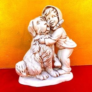 Vintage Girl & Dog Figurine,Dog Figurine,Girl Figurine
